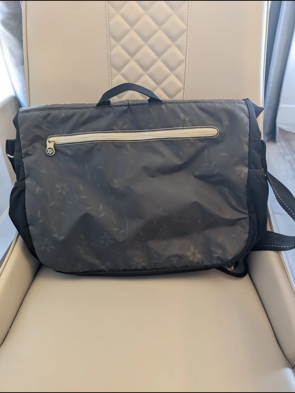 Vintage Pattern Sherpani Navy Quilted Messenger Bag Unisex